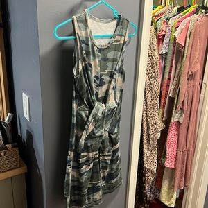 camo front tie dress